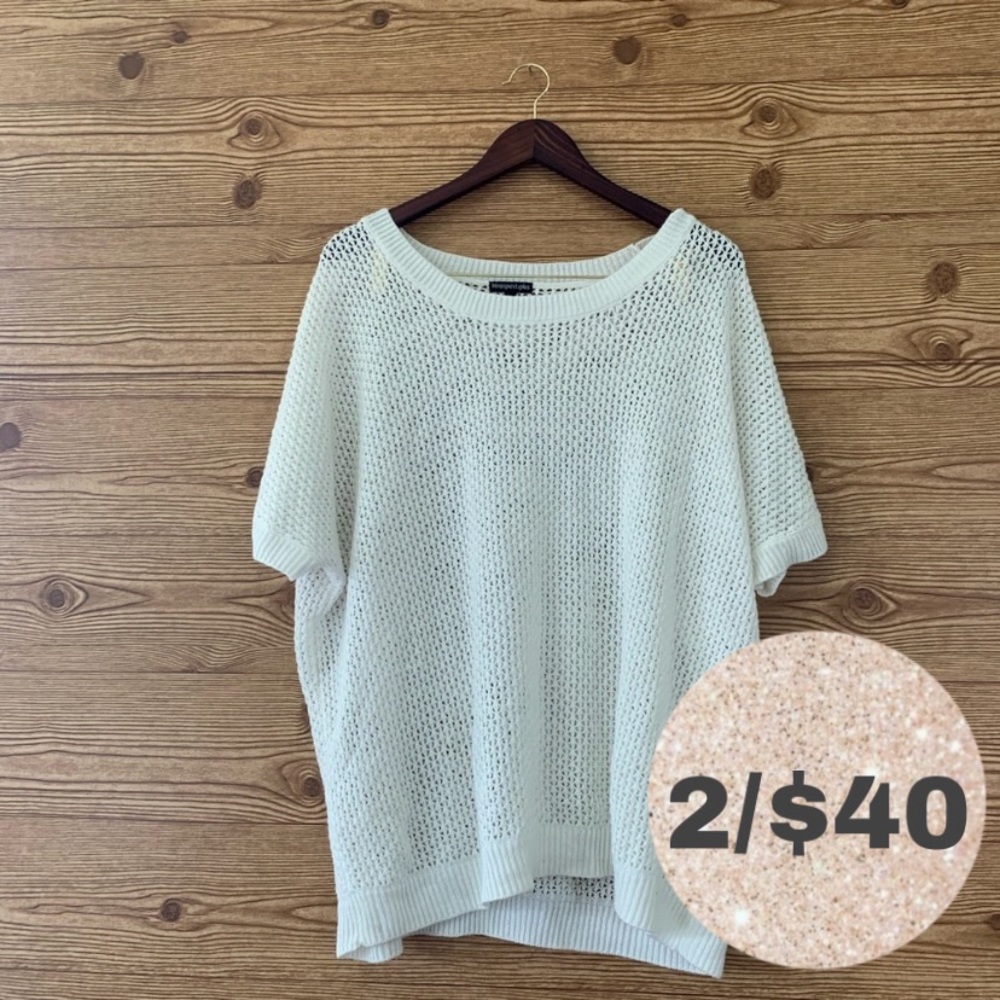 CREAM CROCHET TOP SUMMER BOHO KNIT LAYER 3X